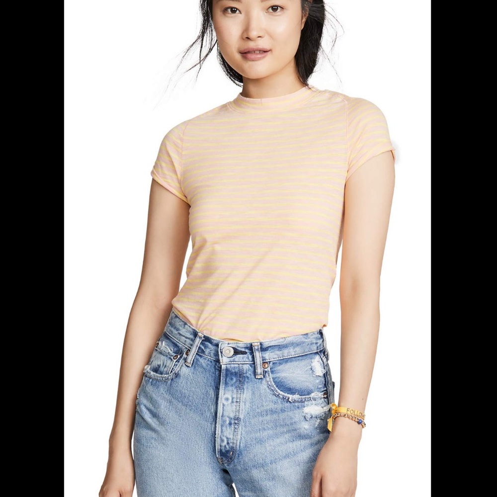 We the free - striped yellow and pink t-shirt NWT
